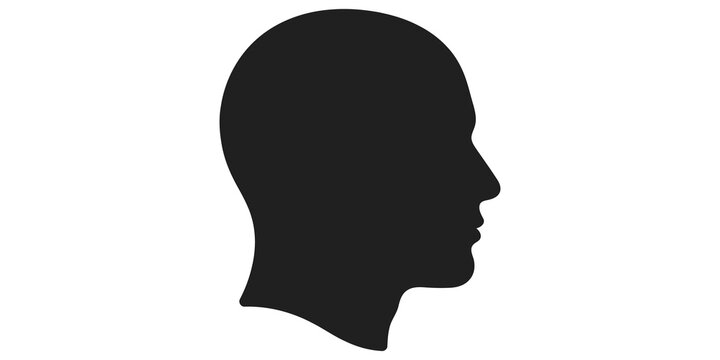 Black silhouette human head profile for identity or thought concept.