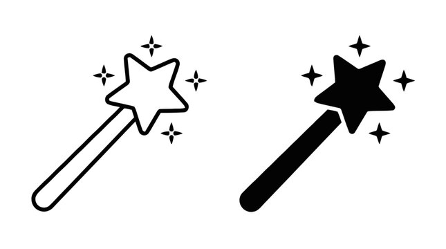 Vector illustration of magic wand vector icon design on a transparent background
