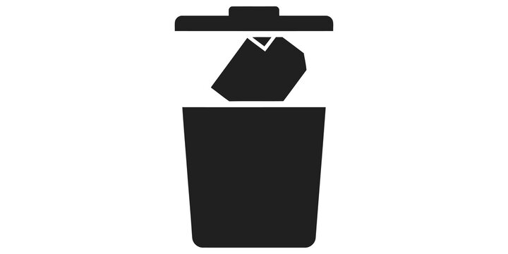 Trash bin with paper document for digital file deletion and cleanup.
