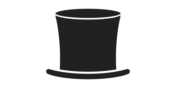 Top hat silhouette black icon on transparent background for magic design.