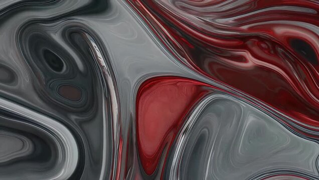 beautifully textured 4K abstract background features visible grain and flowing waves of red and gray that move with dynamic energy offering tactile depth and organic movement that enhances creative