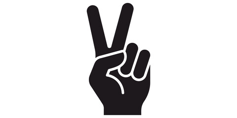 Victory hand gesture black icon expressing success and peace. © 扁平化图标 