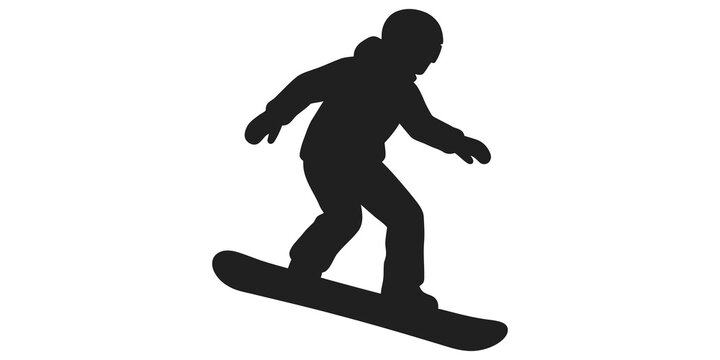 Snowboarder riding board dark icon for winter mountain sport activities.