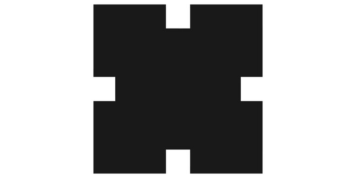 Abstract geometric square shape with notches for modern graphic design.