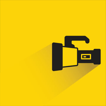 flashlight icon with shadow on yellow background