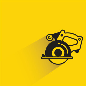 circular saw icon with shadow on yellow background