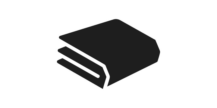 Black book icon design flat dark graphic element for reading library apps.