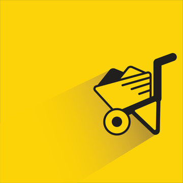 trolley icon with shadow on yellow background