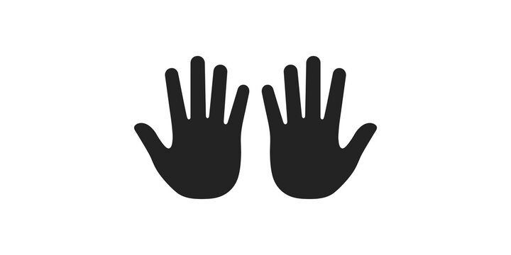 Human open hands silhouette icon representing help and communication.