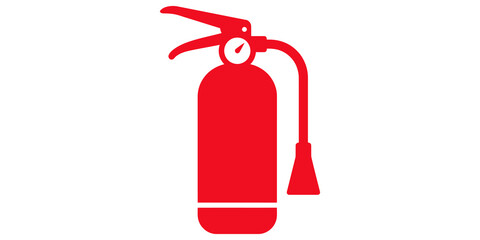 Obraz premium Red fire extinguisher safety icon for emergency protection and tools.