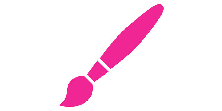Pink paint brush icon artistic tool illustration for creative design work.