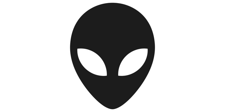 Alien head silhouette icon in black color representing extraterrestrial life.