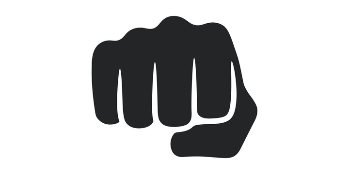 Black clenched fist silhouette design symbol for power and solidarity.