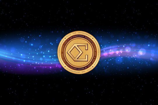 Ethena ENA virtual currency image in the digital background. 3d illustrations.