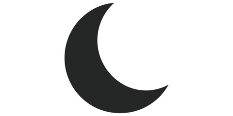 Crescent moon icon in black for night sky and astronomy illustrations. © 扁平化图标 