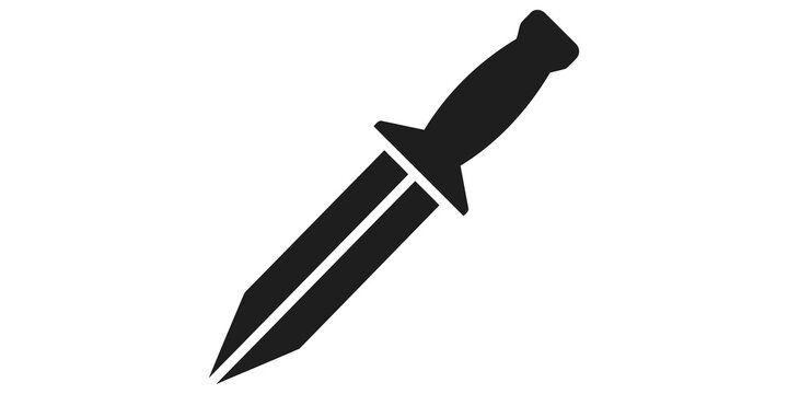 Black dagger icon sharp blade weapon symbol for game design and security.