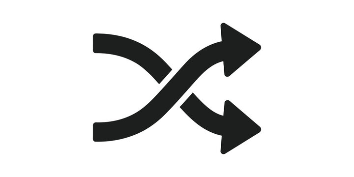 Shuffle arrows icon set in black for music player interface designs.