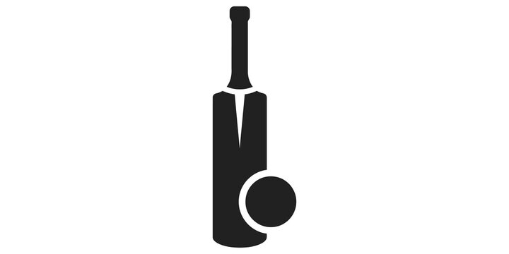 Cricket bat and ball icon for sports competition and team equipment.