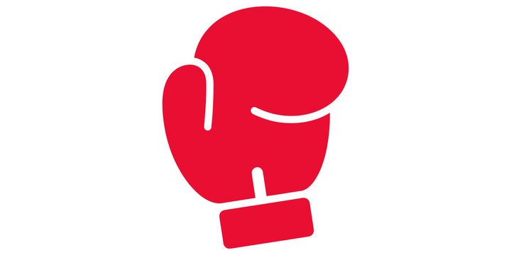 Red boxing glove icon vector for sports and combat training.