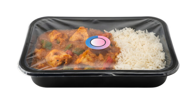 Zeit-Temperatur-Indikator auf gek&uuml;hlter Fertigmahlzeit