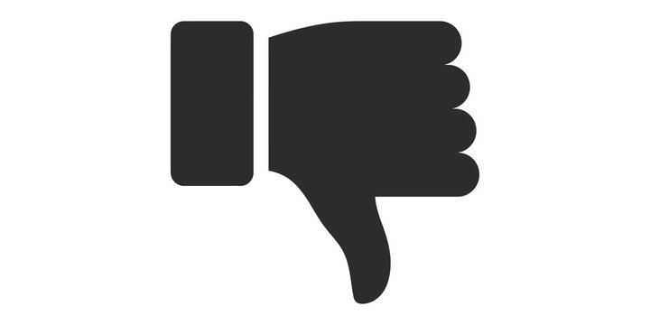 Thumbs down icon for negative feedback and user disapproval interface.