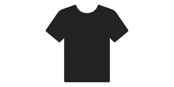 Black short sleeve t-shirt icon for apparel and fashion design usage.