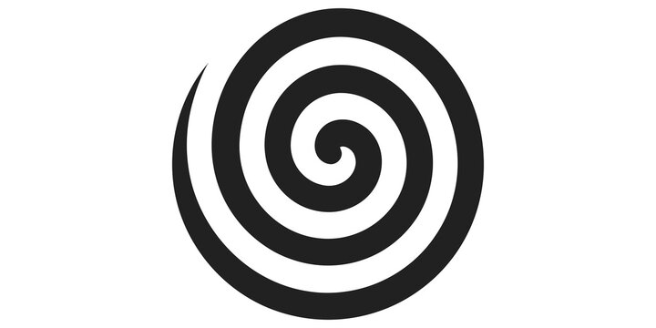 Black spiral swirl icon on transparent background for logo designs.