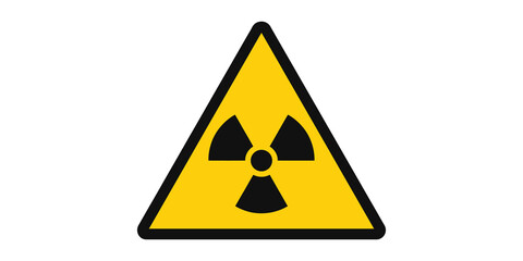 Yellow radioactive warning sign symbol identifies ionizing radiation. © 扁平化图标 