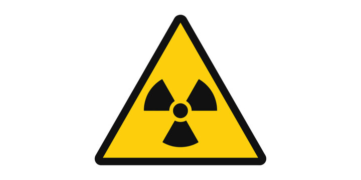 Yellow radioactive warning sign symbol identifies ionizing radiation.