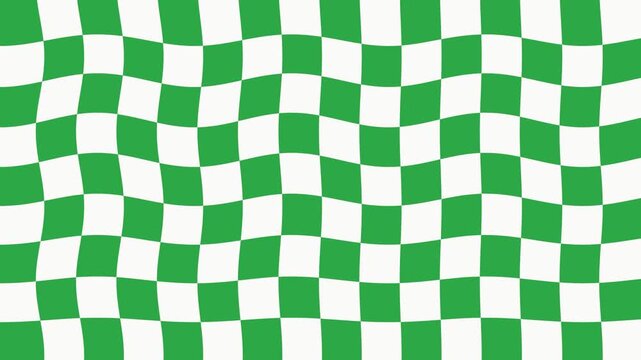 Dynamic Green and White Checkerboard Wave Animation Background