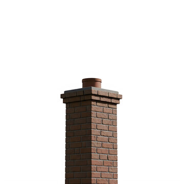 Old brick chimney against plain background isolated on transparent background