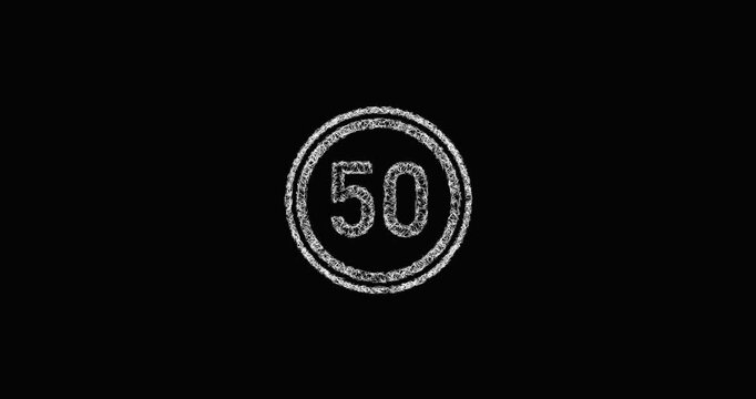 Sketch speed limit icon animation - smooth progressive reveal
