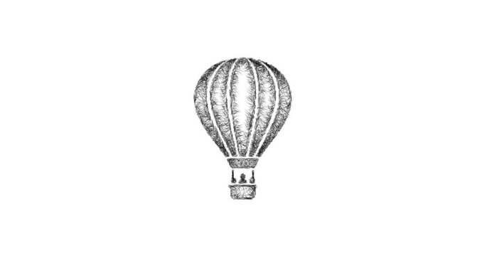 Sketch hot air balloon icon animation - smooth progressive reveal