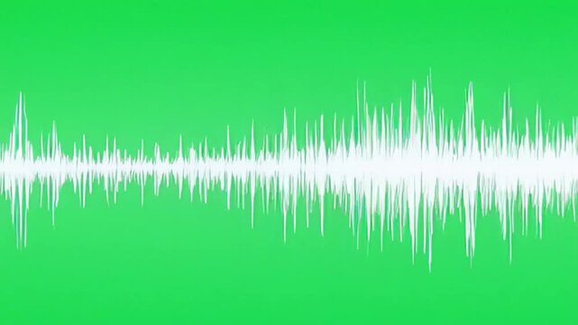 Abstract sound waves pulse across vibrant green backgrounds with dynamic audio visualization
