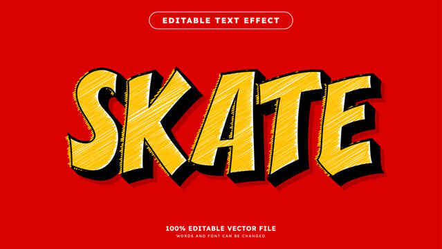 Skate editable text effect comic style editable Vector