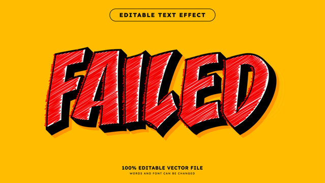 Editable 3d text style effect Failed Comic Game Zonk text effect Template