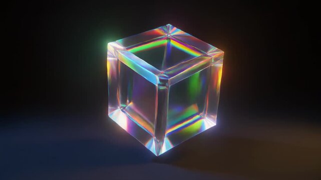 abstract geometric light cube rotation animation sequence