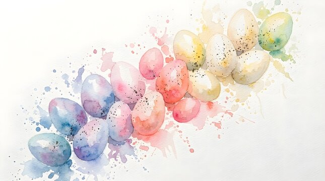 Watercolor Easter eggs diagonal