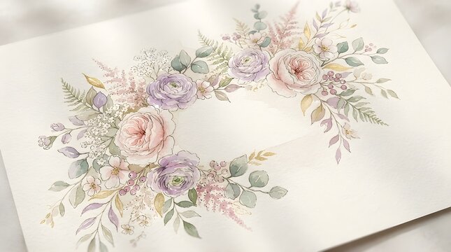 Watercolor floral bouquet greeting