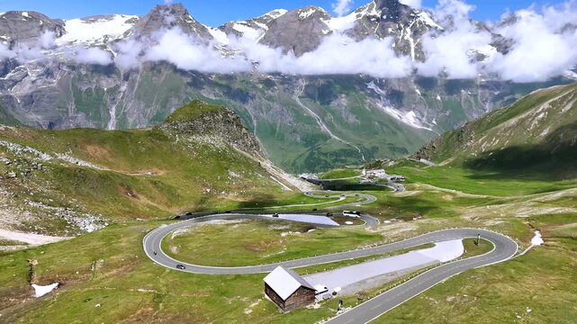 Drone View Over Grossglockner High Alpine Road in Austria in Summer
