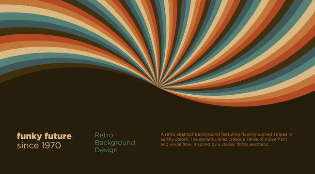 Retro abstract background with flowing colorful stripes and a vintage 1970s aesthetic. Vector illustration.