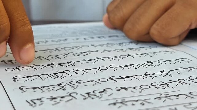 Finger Pointing Lines While Reading Quran