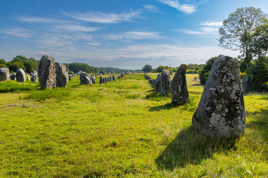 Standing stones (or menhirs) in Carnac, Morbihan, Brittany, France