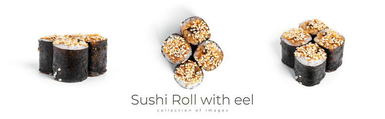 Sushi Roll with eel isolated on white background. Hosomaki. © Светлана Гуркова