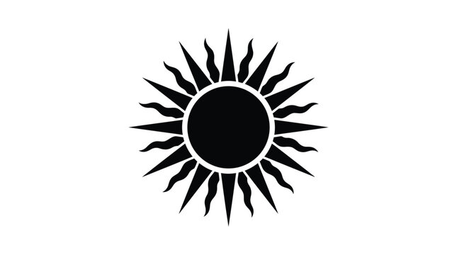 Black sun with radiating points a graphic silhouette
