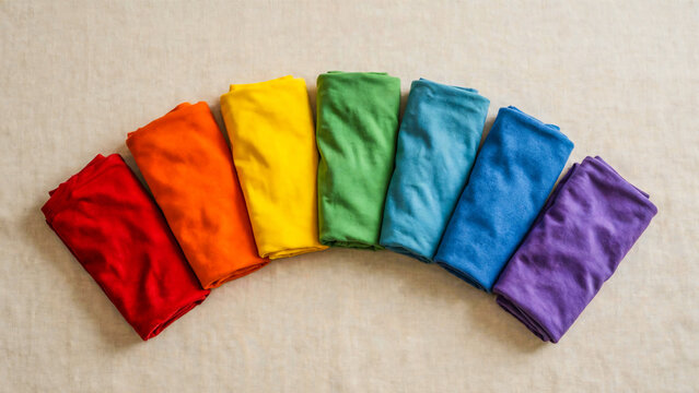 Chiffons de m&eacute;nage color&eacute;s align&eacute;s
