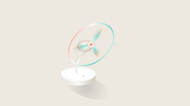 Minimalist electric fans spinning on neutral background