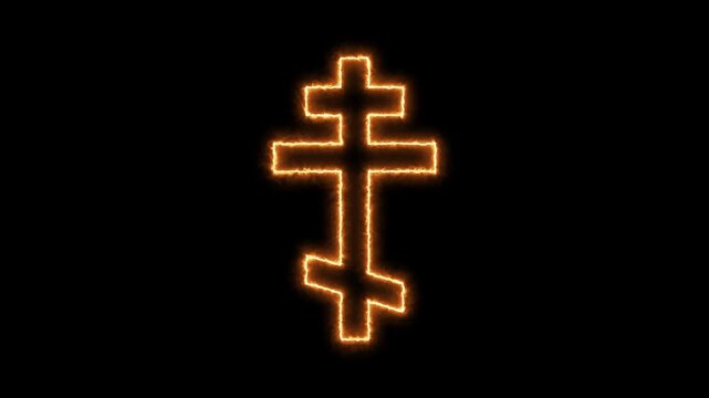 Orthodox cross, motion 4k video with alpha channel