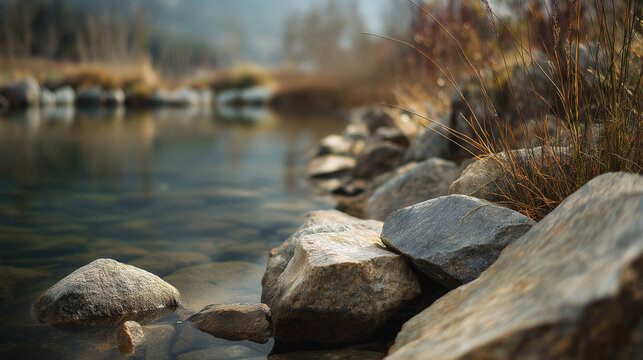 Rocks beside a quiet stream
