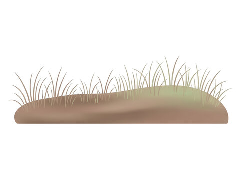 Une illustration vectorielle isol&eacute;e repr&eacute;sentant une petite motte de terre avec de l'herbe verte poussant sur le dessus, id&eacute;ale pour des designs de paysage ou de jardinage.